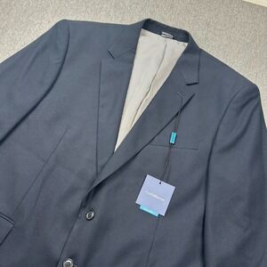 Croft & Barrow Classic Two Button Blazer Mens 48R Navy Blue Polyester NEW
